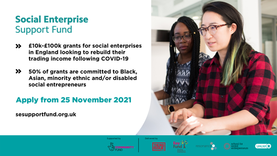 Social Enterprise Support Fund banner apply from 25th November 2021