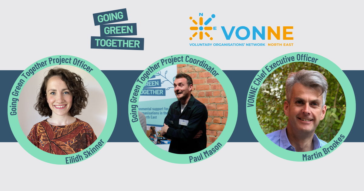 The Going Green Together Team - Martin Brookes, VONNE CEO, Eilidh Skinner GGT Project Officer and Paul Mason, GGT Project Coordinator