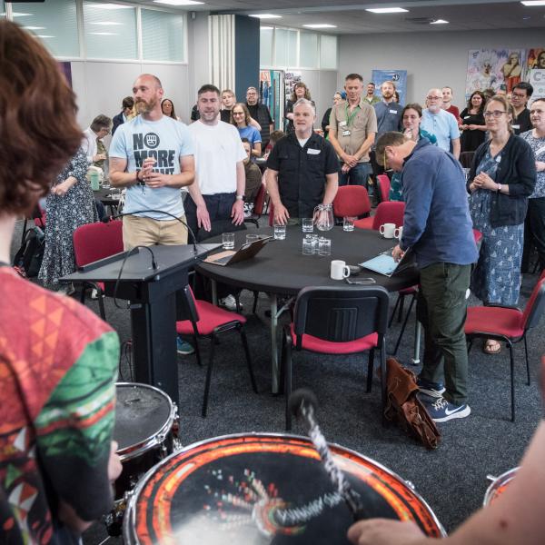 audience dancing to samba music